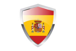 Spain Flag with Pointed Triangular Shield flag