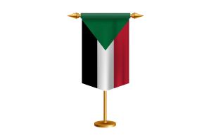 Sudan Flag Illustration with Stand flag