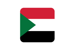 Sudan Flag Square Rounded Shape flag