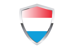 Luxembourg Flag with Pointed Triangular Shield flag