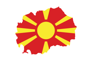 North Macedonia Map with Flag flag