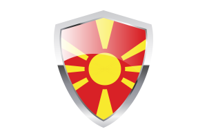 North Macedonia Flag with Pointed Triangular Shield flag