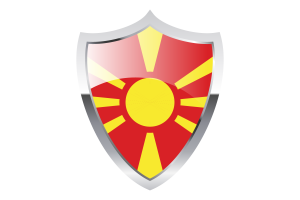 North Macedonia Flag with Medieval Heater Shield flag
