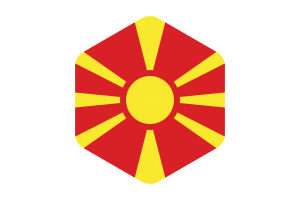 North Macedonia Flag Rounded Hexagon Shape flag