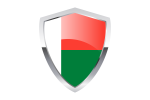 Madagascar Flag with Pointed Triangular Shield flag