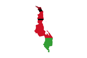 Malawi Map with Flag flag