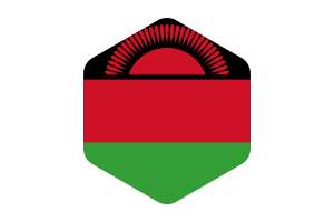 Malawi Flag Rounded Hexagon Shape flag