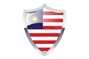 Malaysia Flag with Medieval Heater Shield flag