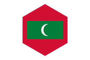 Maldives Flag Hexagon Shape flag