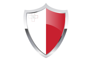 Malta Flag with Medieval Heater Shield flag