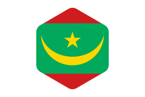 Mauritania Flag Rounded Hexagon Shape flag