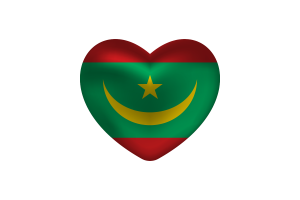 Love of Mauritania Heart Shape flag