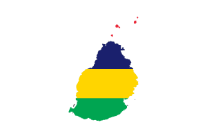 Mauritius Map with Flag flag