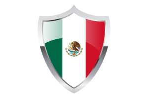 Mexico Flag with Medieval Heater Shield flag