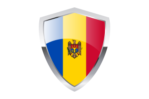 Moldova Flag with Pointed Triangular Shield flag