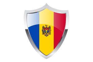 Moldova Flag with Medieval Heater Shield flag
