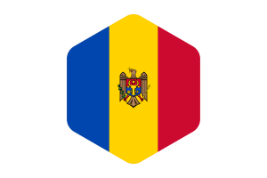 Moldova Flag Rounded Hexagon Shape flag