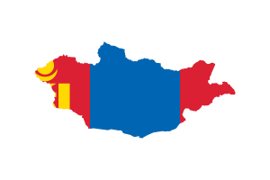 Mongolia Map with Flag flag