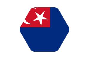 Johor Flag Illustration Hexagon Rounded Shape flag