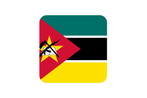 Mozambique Flag Square Rounded Shape flag