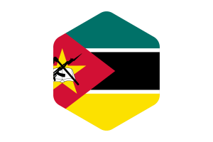 Mozambique Flag Rounded Hexagon Shape flag