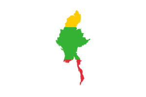 Myanmar Map with Flag flag