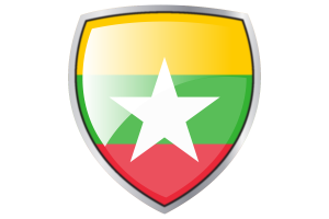 Myanmar Flag Couche Heraldic Shield flag