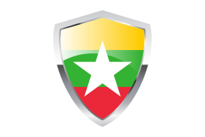 Myanmar Flag with Pointed Triangular Shield flag