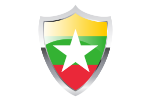 Myanmar Flag with Medieval Heater Shield flag