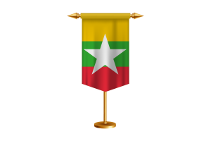 Myanmar Flag Illustration with Stand flag