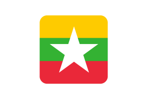 Myanmar Flag Square Rounded Shape flag