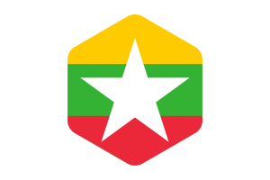 Myanmar Flag Rounded Hexagon Shape flag