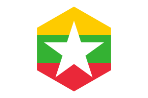 Myanmar Flag Hexagon Shape flag