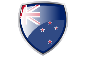 New Zealand Flag Couche Heraldic Shield flag