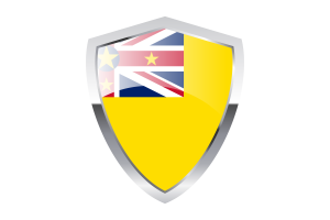 Niue Flag with Pointed Triangular Shield flag