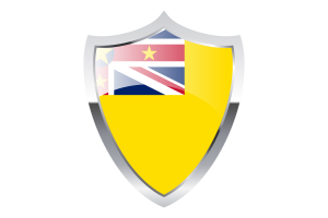 Niue Flag with Medieval Heater Shield flag