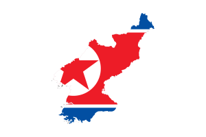 North Korea Map with Flag flag
