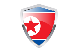 North Korea Flag with Pointed Triangular Shield flag
