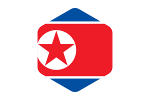 North Korea Flag Rounded Hexagon Shape flag