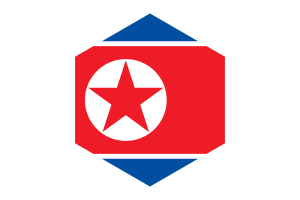 North Korea Flag Hexagon Shape flag