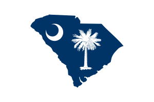 South Carolina Map with Flag flag
