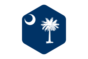 South Carolina Flag Rounded Hexagon Shape flag