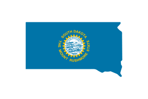 South Dakota Map with Flag flag