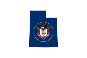 Utah Map with Flag flag