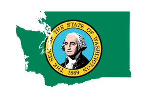 Washington Map with Flag flag