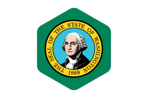 Washington Flag Rounded Hexagon Shape flag
