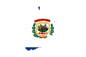 West Virginia Map with Flag flag