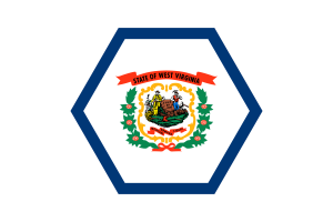 West Virginia Flag Triangle Rounded Shape flag