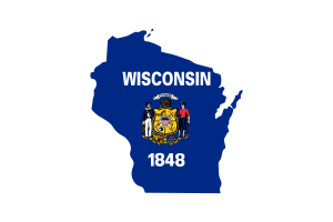 Wisconsin Map with Flag flag