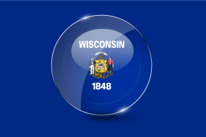 Wisconsin Flag Glossy Round Button flag